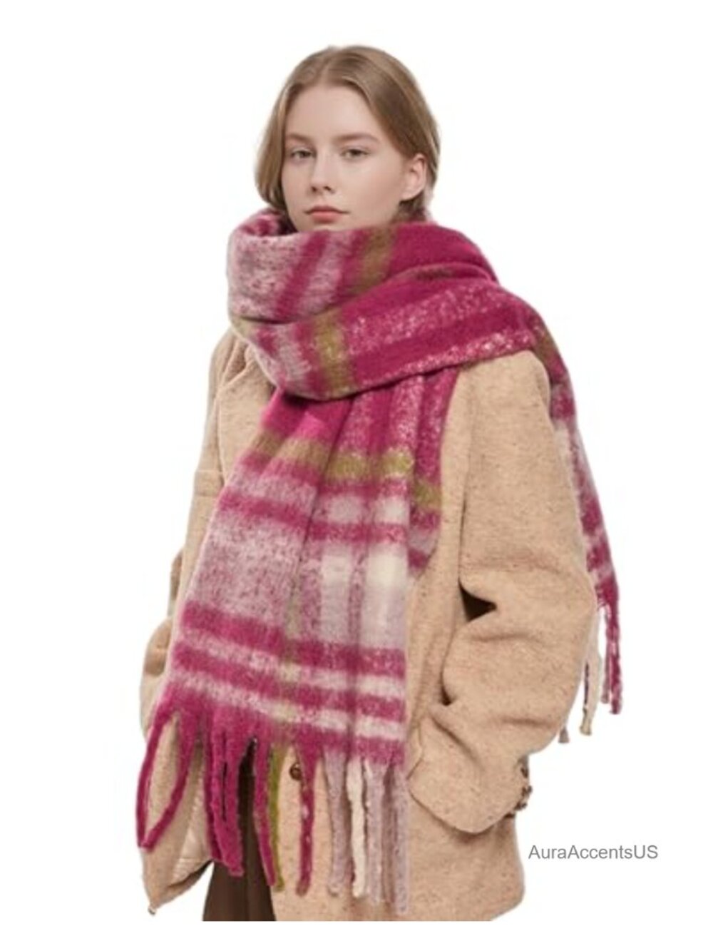 Oversized Chunky Blanket Scarf Women Winter Warm Cashmere Feel Shawl Wrap